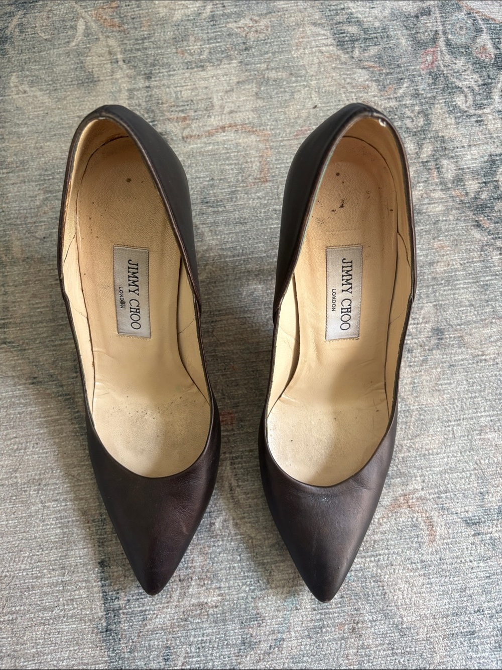 Jimmy Choo Vintage Brown Leather Pointed-Toe Pumps - Picture 5 of 5